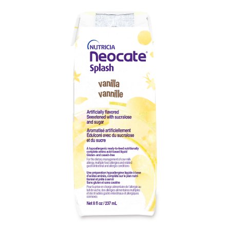 Pediatric Oral Supplement Neocate Splash Vanilla Flavor 8 oz. Carton Liquid Amino Acid Food Allergies