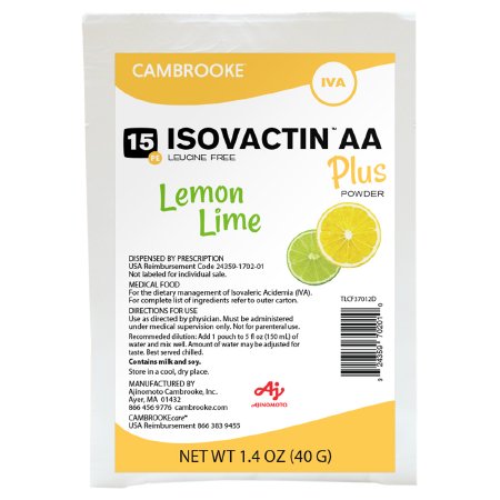 Oral Supplement Isovactin AA Plus Powder 15 Lemon-Lime Flavor Powder 1.4 oz. Individual Packet