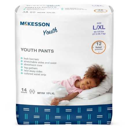 Unisex Youth Absorbent Underwear McKesson Pull On with Tear Away Seams Small / Medium Disposable Heavy Absorbency