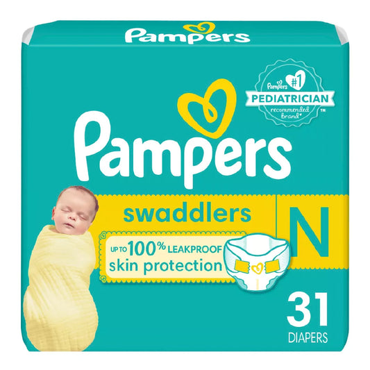 Pampers Swaddlers Newborn Baby Diapers – Heavy Absorbency, Disposable, Unisex