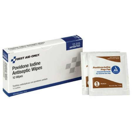 PVP Prep Pad First Aid Only 10% Strength Povidone Iodine Individual Packet Medium NonSterile