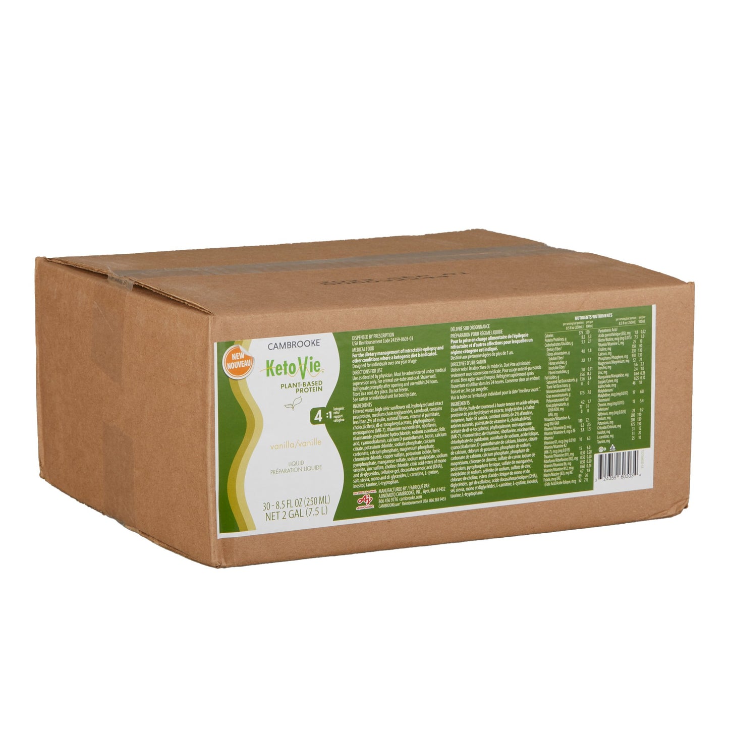 KetoVie 4:1 Plant-Based Protein Vanilla Ketogenic Oral Supplement Liquid 8.5 oz Carton