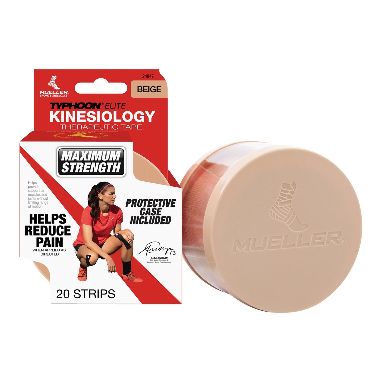 Typhoon Elite Kinesiology Tape 2 x 9-3/4 Inch Beige Pre-Cut Support Tape