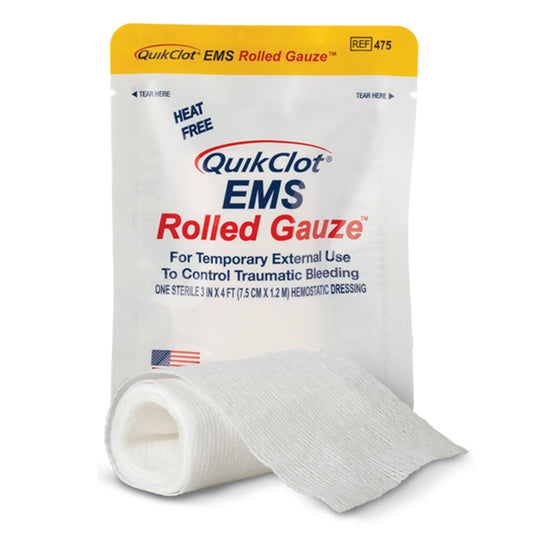 QuikClot EMS Rolled Gauze Hemostatic Dressing 3 Inch x 4 Foot Sterile