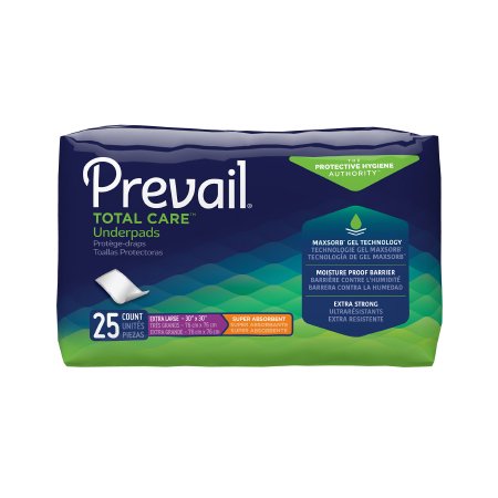 Disposable Underpad Prevail Total Care 30 x 30 Inch