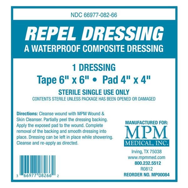 Repel Composite Dressing 6 x 6 Inch Waterproof Non-Adherent Adhesive