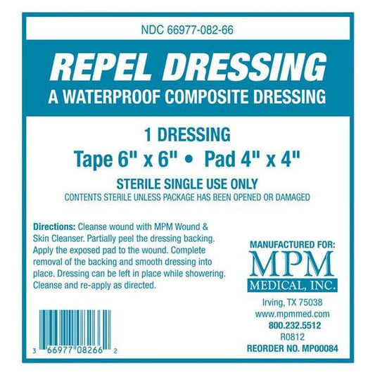 Repel Composite Dressing 6 x 6 Inch Waterproof Non-Adherent Adhesive