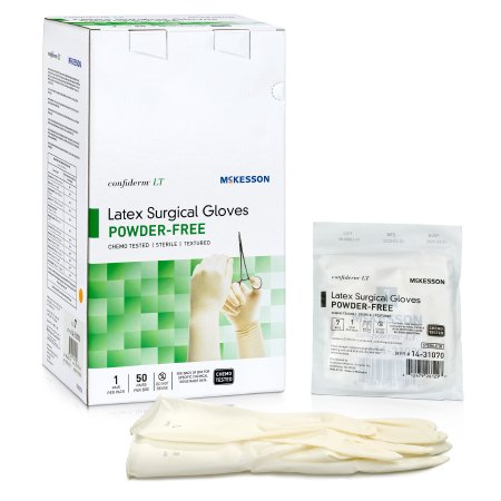 Surgical Glove Confiderm LT Sterile Latex Standard Cuff Length Fully Textured Ivory Chemo Tested