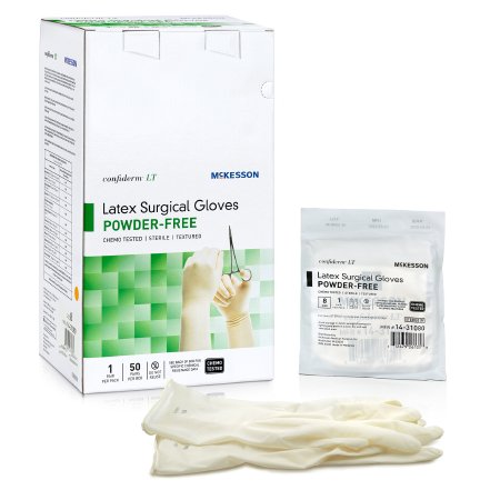 Surgical Glove Confiderm LT Sterile Latex Standard Cuff Length Fully Textured Ivory Chemo Tested