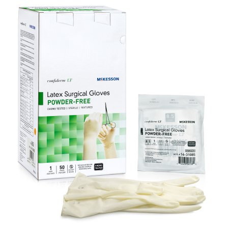 Surgical Glove Confiderm LT Sterile Latex Standard Cuff Length Fully Textured Ivory Chemo Tested