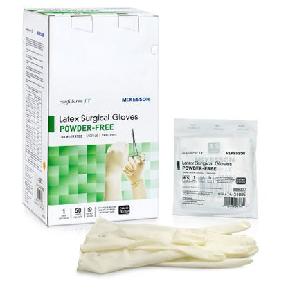 Surgical Glove Confiderm LT Sterile Latex Standard Cuff Length Fully Textured Ivory Chemo Tested