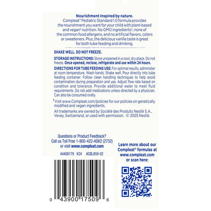 Compleat Pediatric Standard 1.0 Cal Plant-Based Oral Supplement Vanilla 8.45 oz Carton