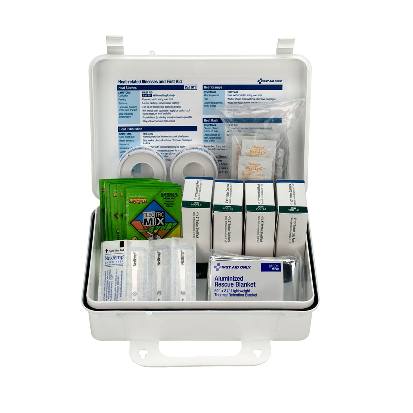 Heat Stress First Aid Kit 25 Person Hard Plastic Case OSHA Compliant