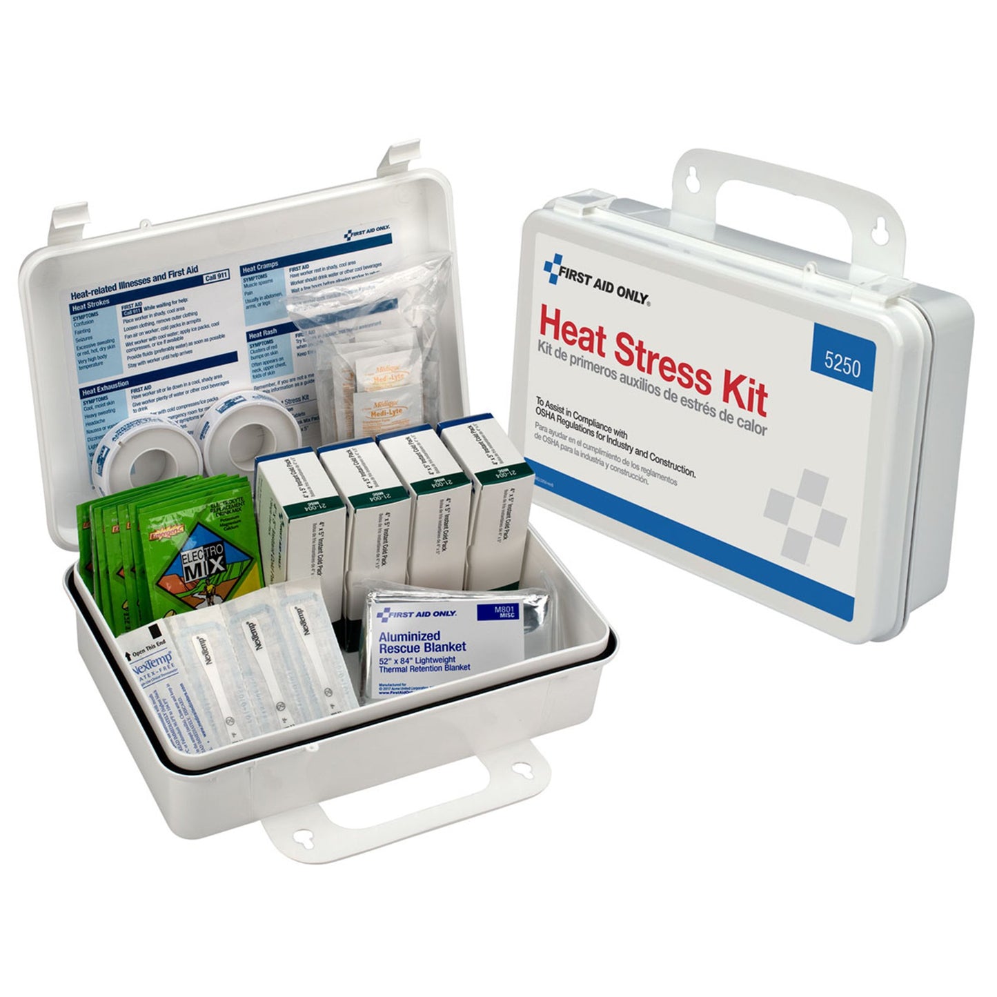 Heat Stress First Aid Kit 25 Person Hard Plastic Case OSHA Compliant