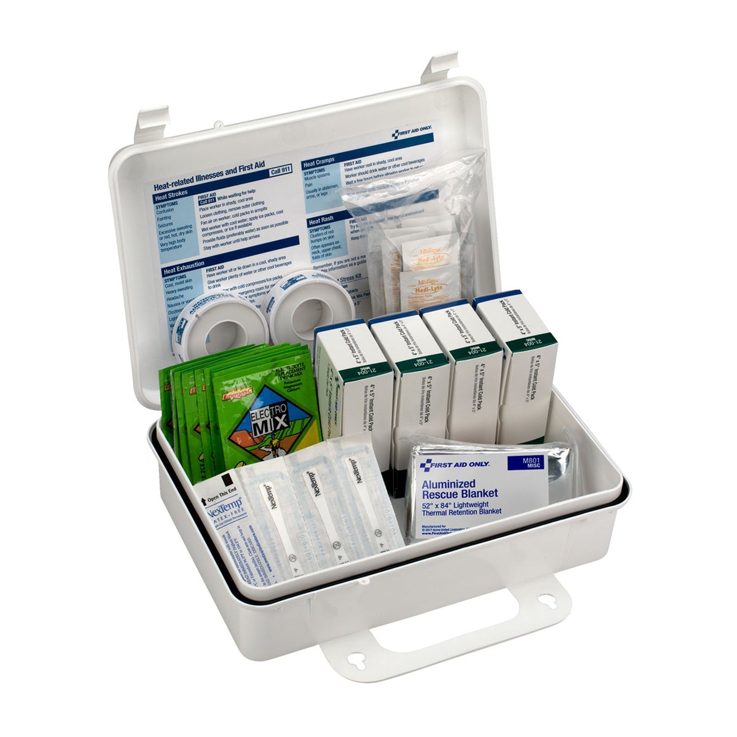 Heat Stress First Aid Kit 25 Person Hard Plastic Case OSHA Compliant