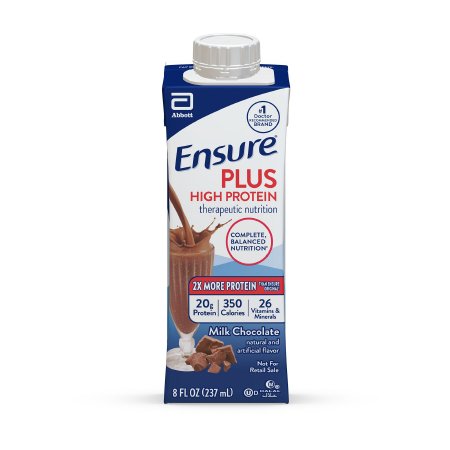 Oral Supplement Ensure Plus High Protein Therapeutic Nutrition Shake Chocolate Flavor Liquid 8 oz. Reclosable Carton