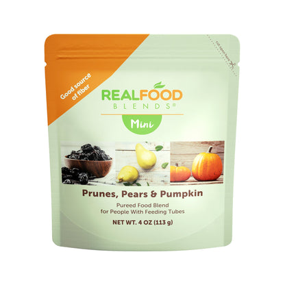 Real Food Blends Mini Prunes Pears Pumpkin Tube Feeding Formula 4 oz Pouch