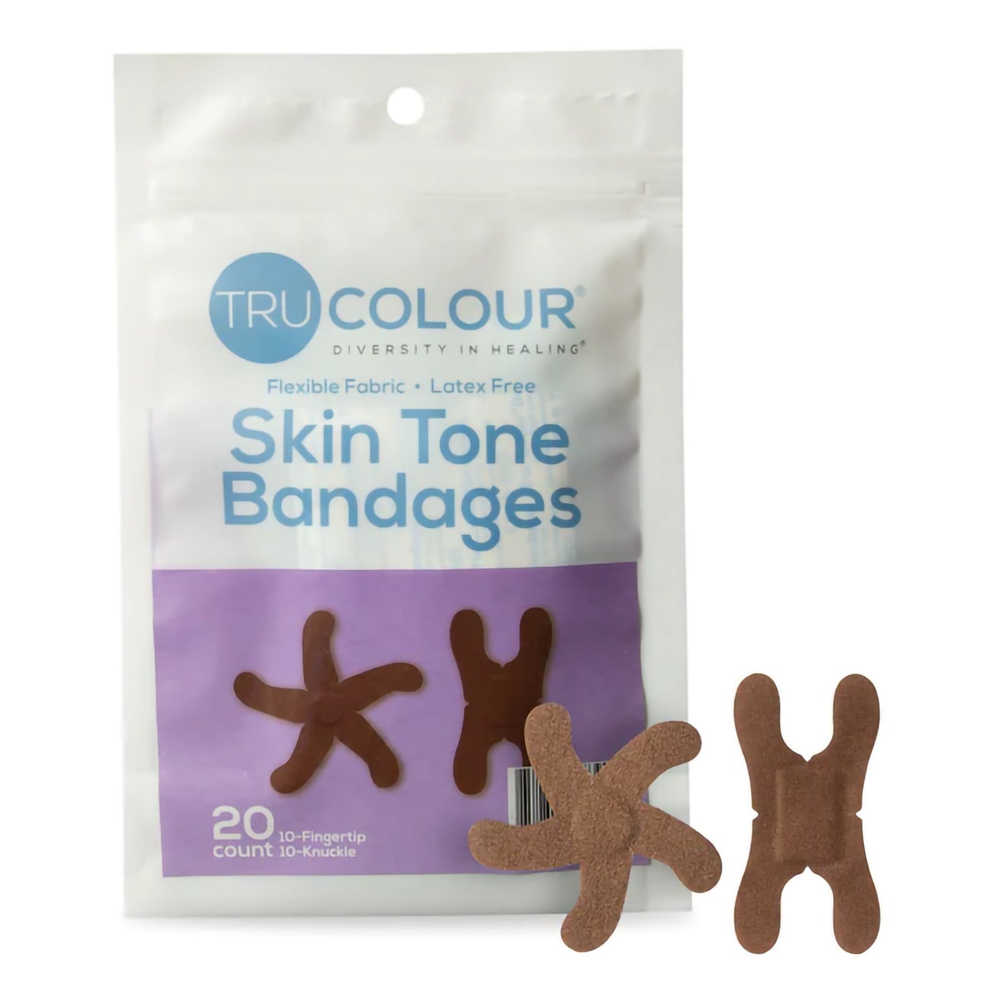 Tru-Colour Waterproof Adhesive Strips Fabric Bandages Dark Brown Assorted Sizes