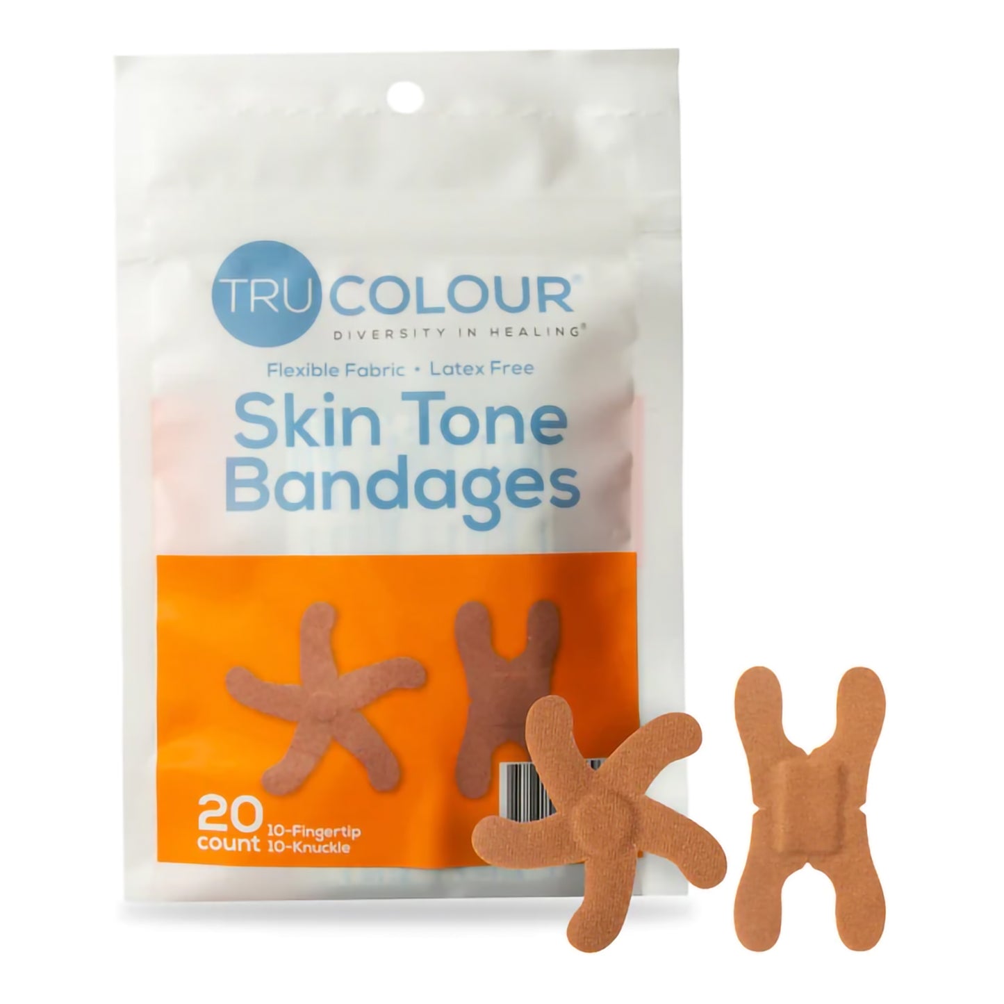 Tru-Colour Waterproof Adhesive Strips Fabric Bandages Brown Assorted Sizes