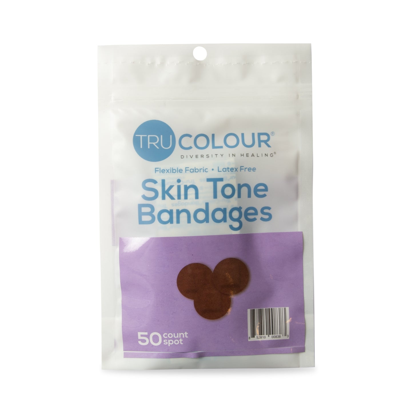 Tru-Colour Waterproof Adhesive Spot Bandages Dark Brown Fabric Sterile