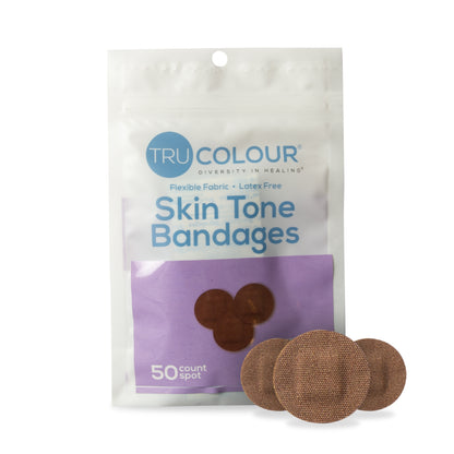 Tru-Colour Waterproof Adhesive Spot Bandages Dark Brown Fabric Sterile