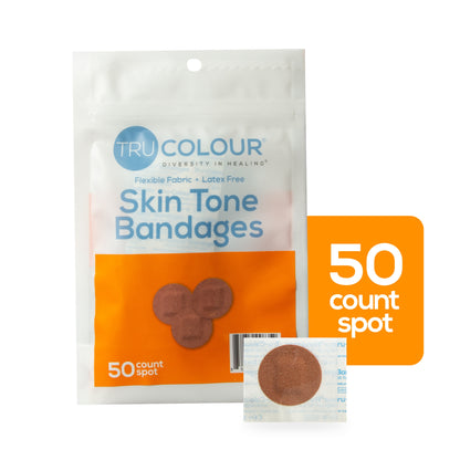 Tru-Colour Waterproof Adhesive Spot Bandages Brown Fabric Sterile