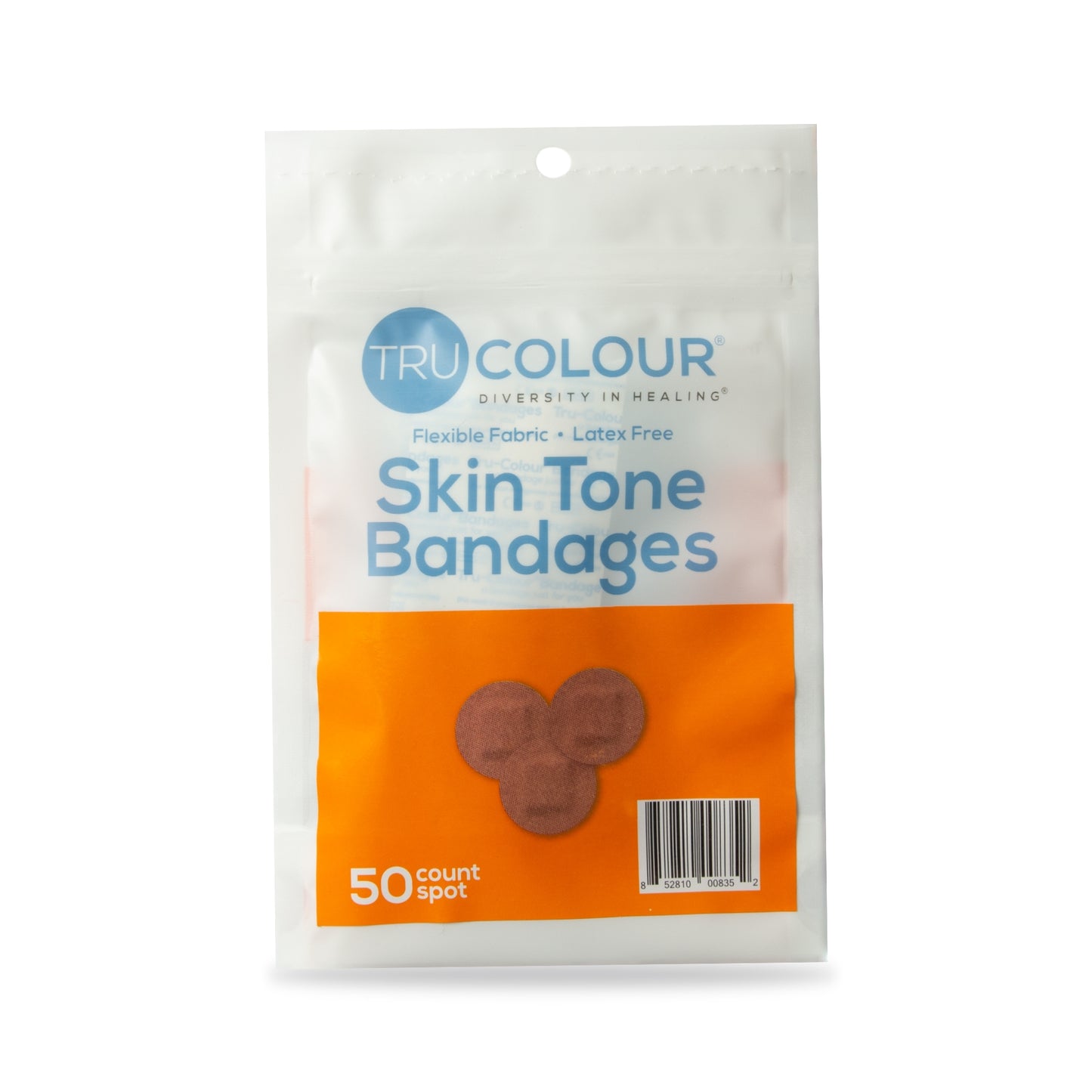 Tru-Colour Waterproof Adhesive Spot Bandages Brown Fabric Sterile
