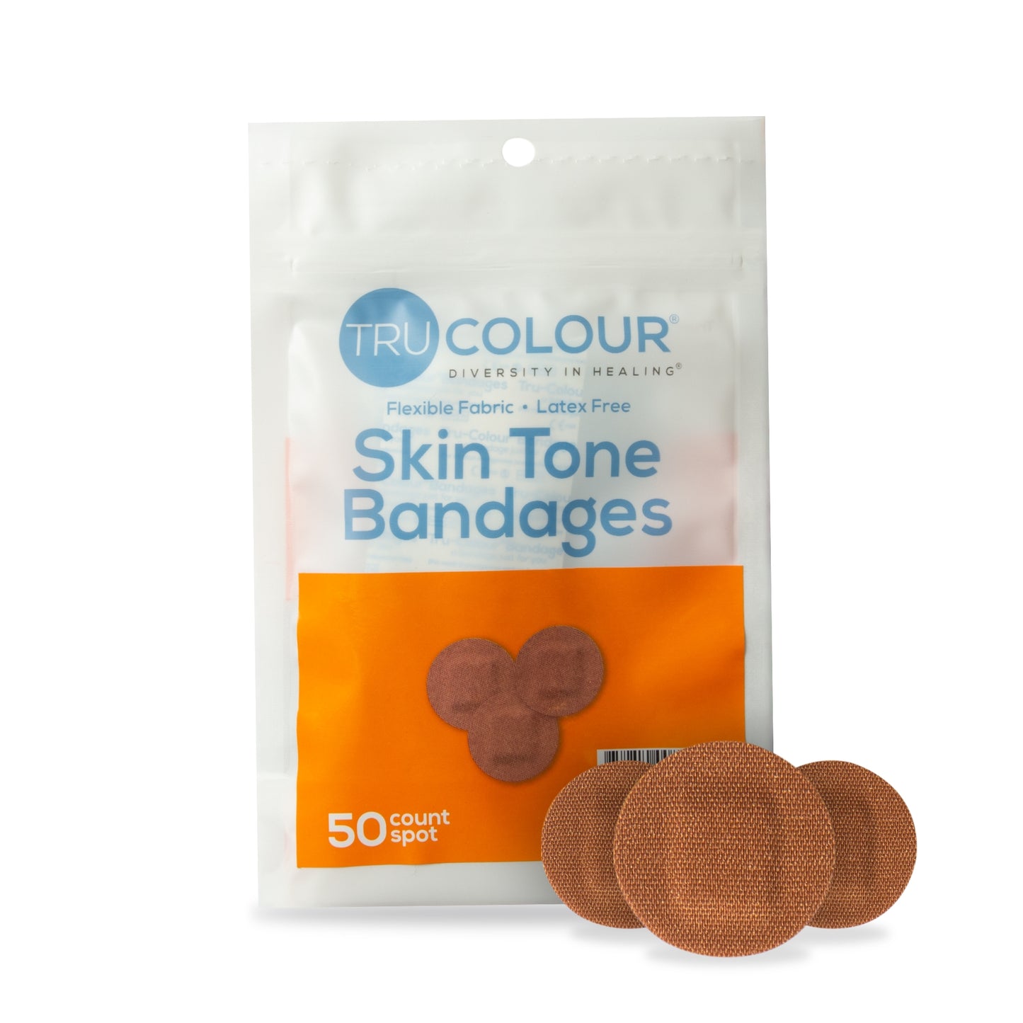 Tru-Colour Waterproof Adhesive Spot Bandages Brown Fabric Sterile