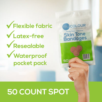 Tru-Colour Waterproof Adhesive Spot Bandages Olive Fabric Sterile