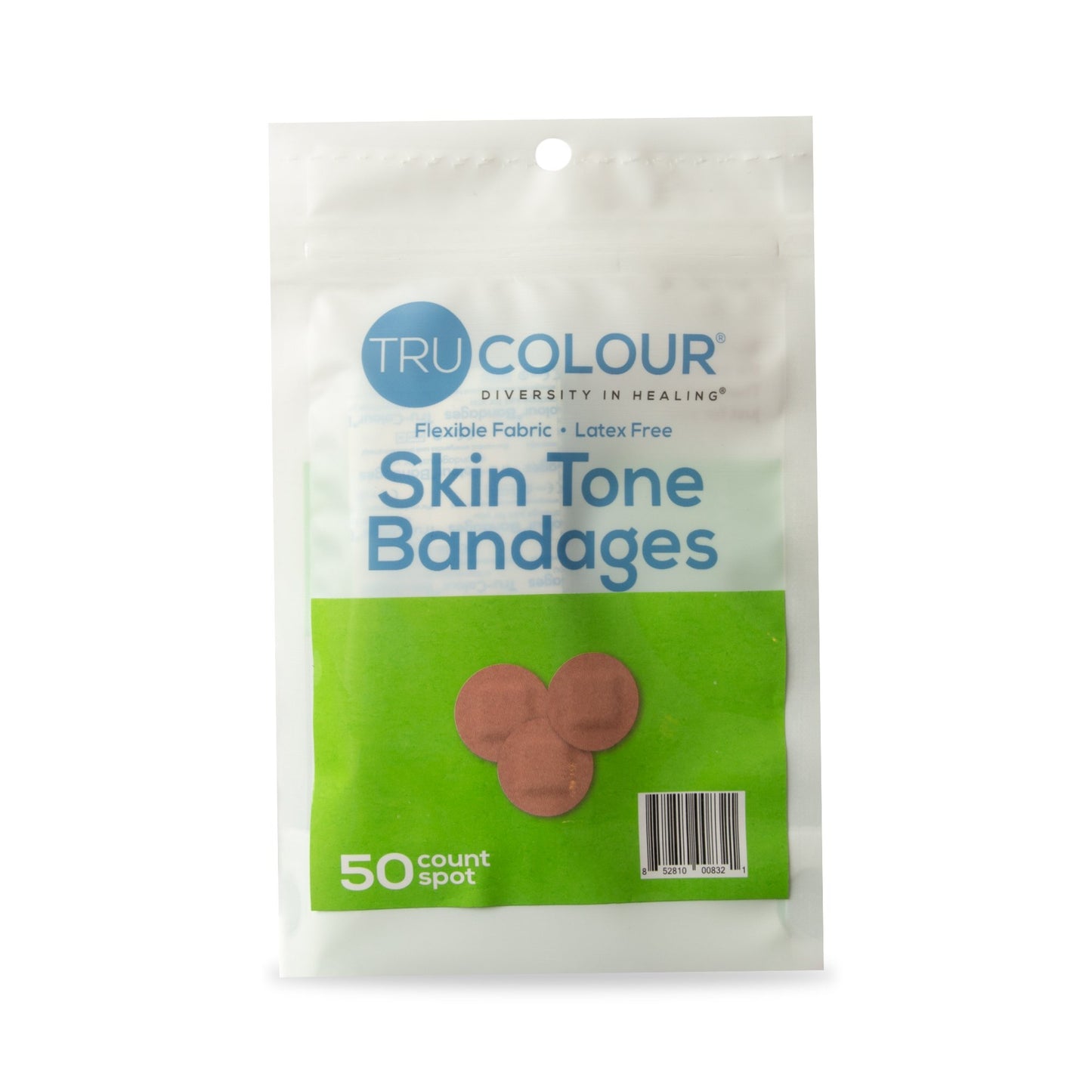 Tru-Colour Waterproof Adhesive Spot Bandages Olive Fabric Sterile