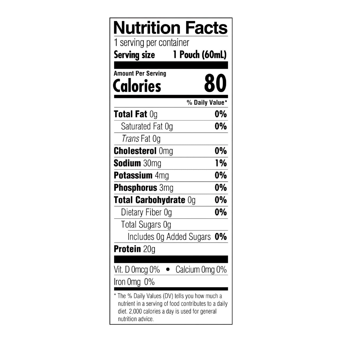 ProSource TF20 Unflavored Liquid Protein Tube Feeding Supplement 60 mL Pouch