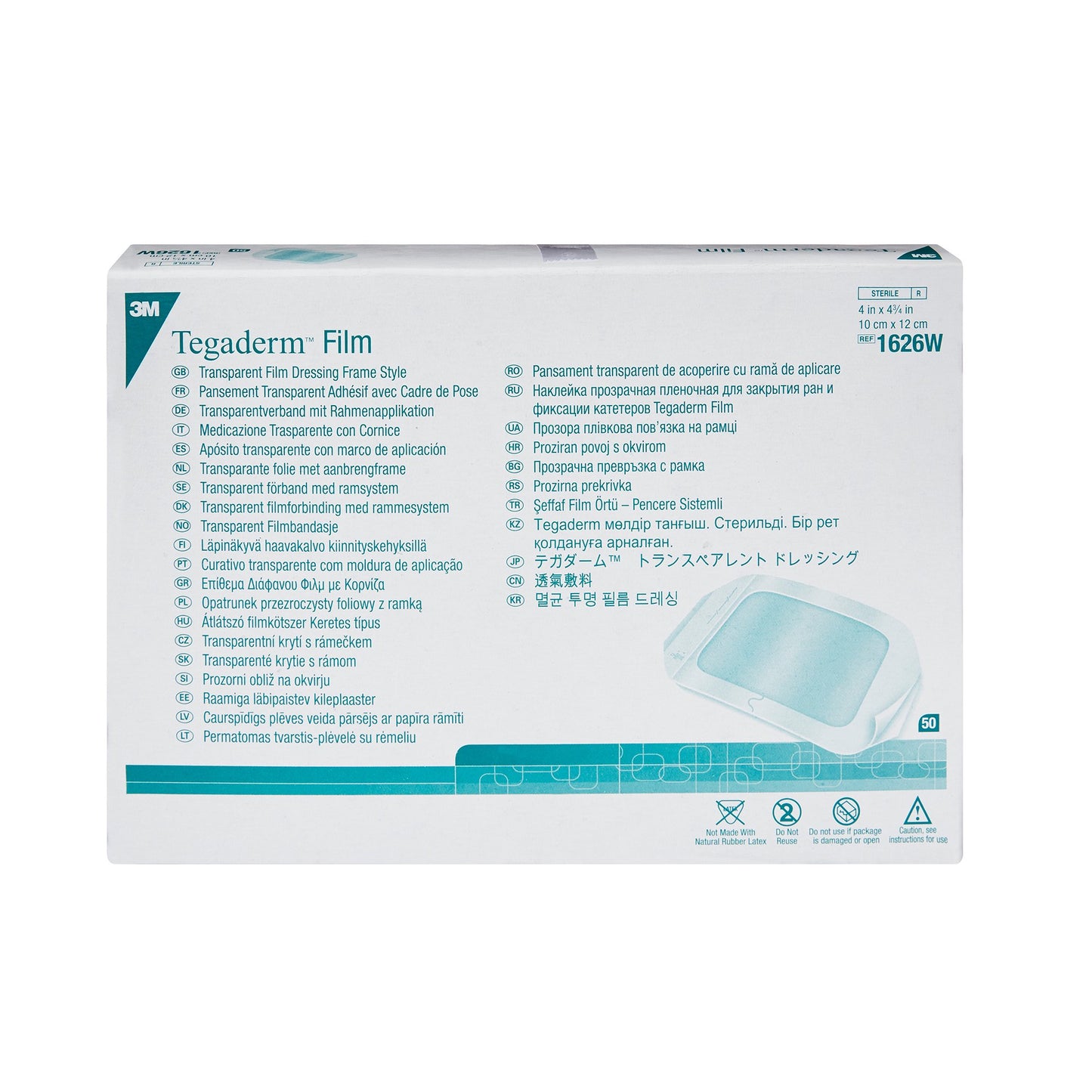 3M Tegaderm Transparent Film Dressing 4 x 4-3/4 Inch Sterile Frame Style Dressing with Label