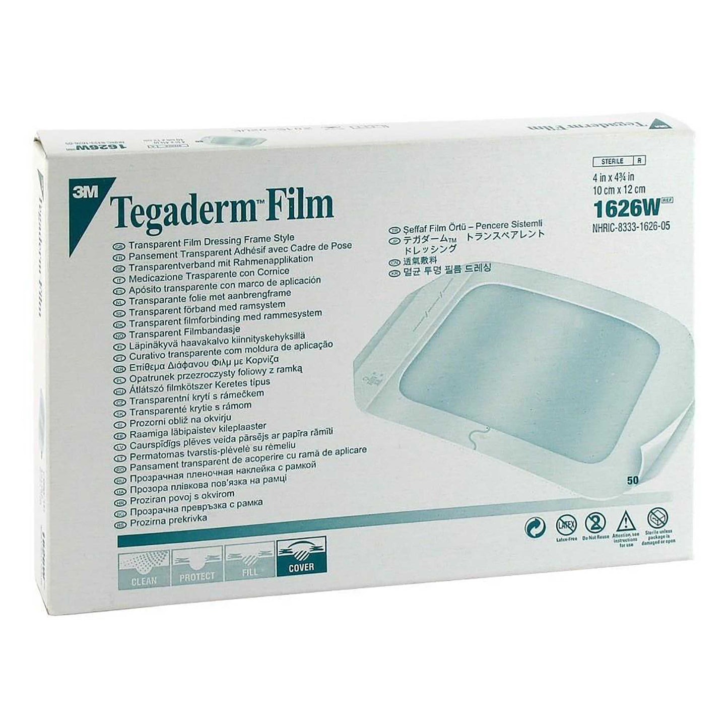 3M Tegaderm Transparent Film Dressing 4 x 4-3/4 Inch Sterile Frame Style Dressing with Label