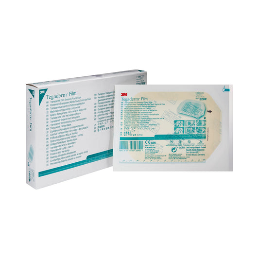 3M Tegaderm Transparent Film Dressing 4 x 4-3/4 Inch Sterile Frame Style Dressing with Label