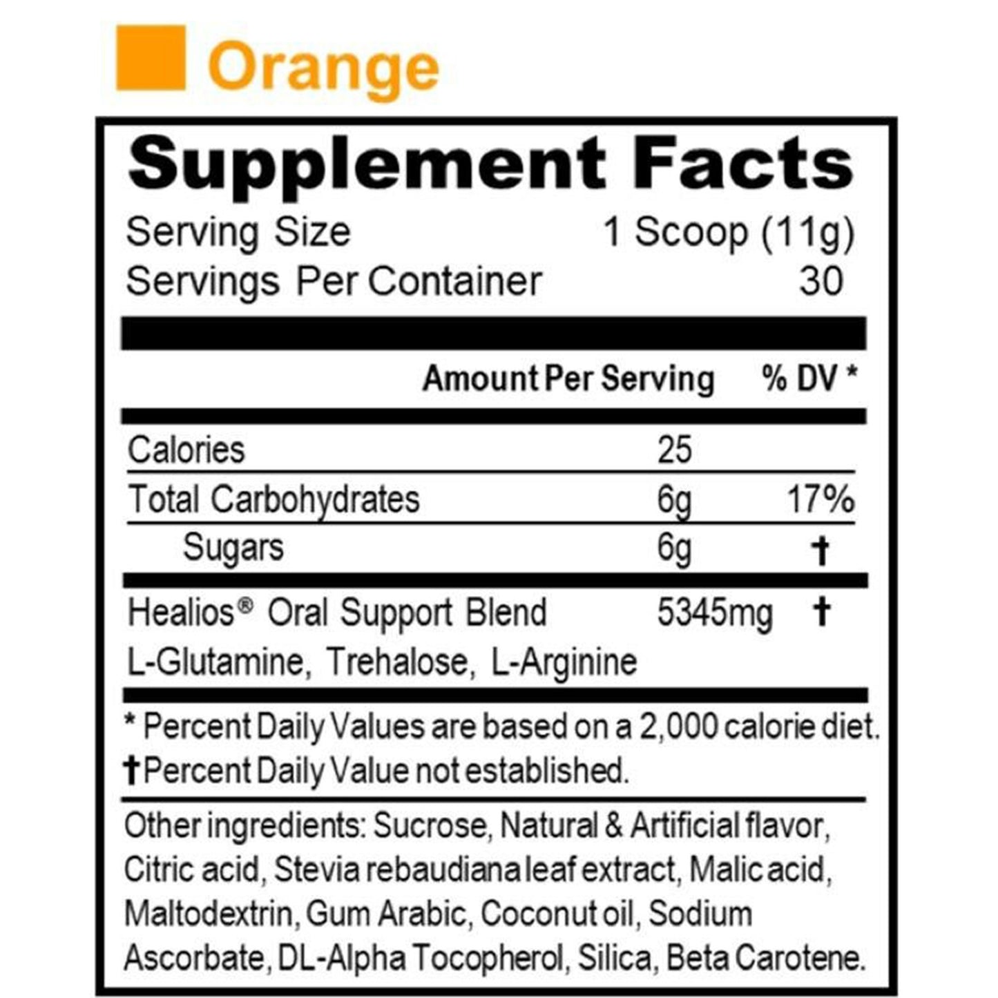 Healios Orange Flavor Oral Supplement Powder for Oral Mucositis 11.64 oz Jar