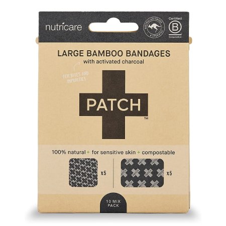 Adhesive Strip Patch 3/4 X 3 Inch Bamboo / Activated Charcoal Rectangle, Aloe Vera Rectangle Tan, Black Sterile