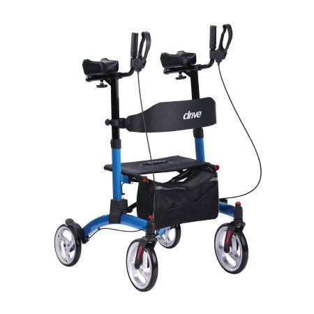 4 Wheel Rollator drive Upright Walker Blue Aluminum Frame