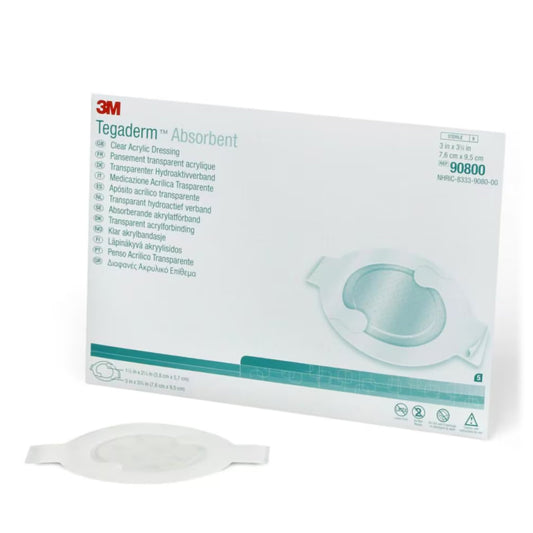 3M Tegaderm Absorbent Transparent Film Dressing 3 x 3-3/4 Inch Sterile Oval Dressing