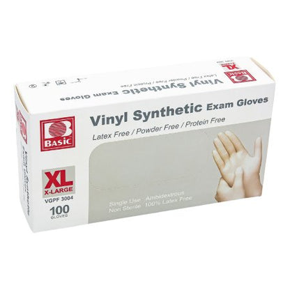 Exam Glove Basic NonSterile Vinyl Standard Cuff Length Smooth White Not Rated