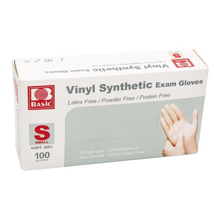 Exam Glove Basic NonSterile Vinyl Standard Cuff Length Smooth White Not Rated