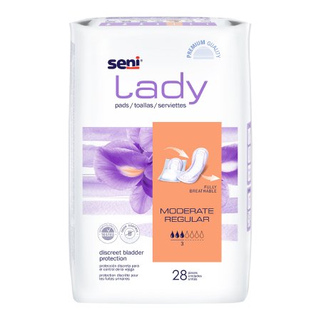 Bladder Control Pad Seni Lady Moderate 11 Inch Length Moderate Absorbency Super