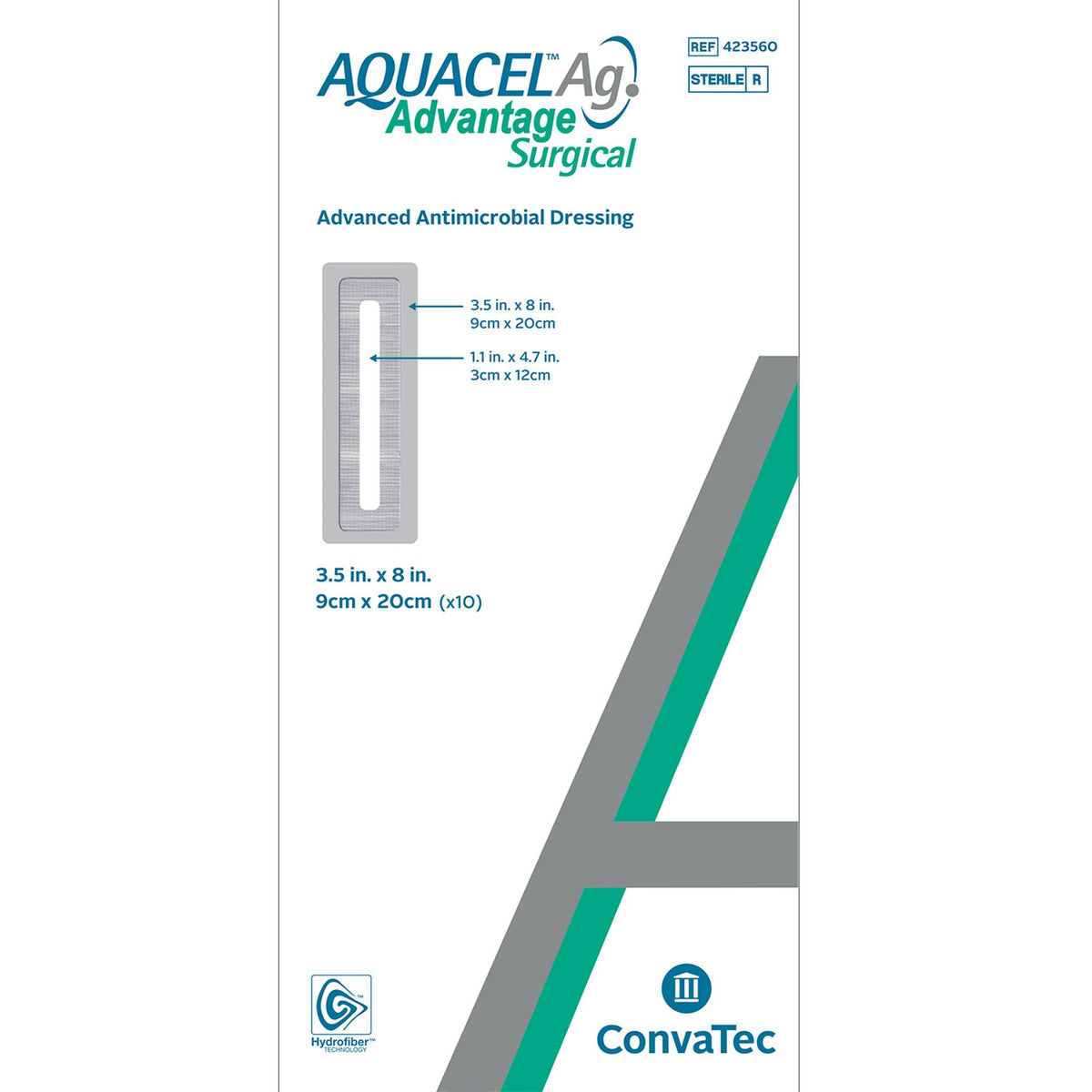 Aquacel Ag Advantage Surgical Silver Hydrofiber Dressing 3-1/2 x 8 Inch