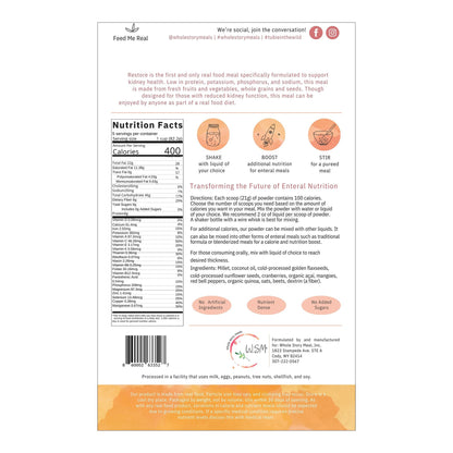 Restore Renal Support Powder Unflavored 16 oz Pouch – Kidney Health Nutrition