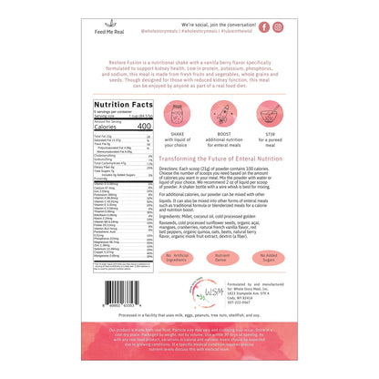 Restore Fusion Renal Support Powder Vanilla Berry Flavor 16 oz Pouch – Kidney Health Nutrition