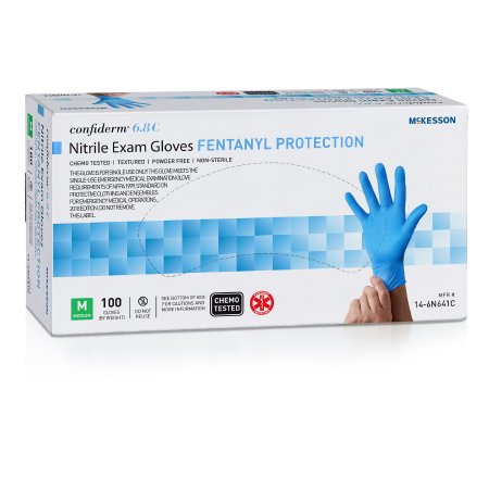 Exam Glove McKesson Confiderm 6.8C NonSterile Nitrile Standard Cuff Length Fully Textured Blue Chemo Tested / Fentanyl Tested