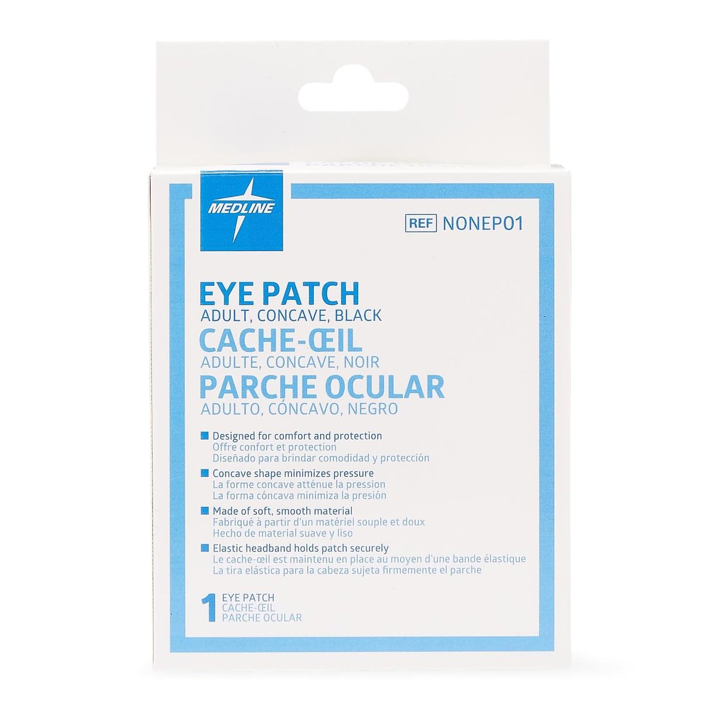 Medline Eye Patch with Elastic Band 2-3/4 x 2-3/4 Inch Black Fabric