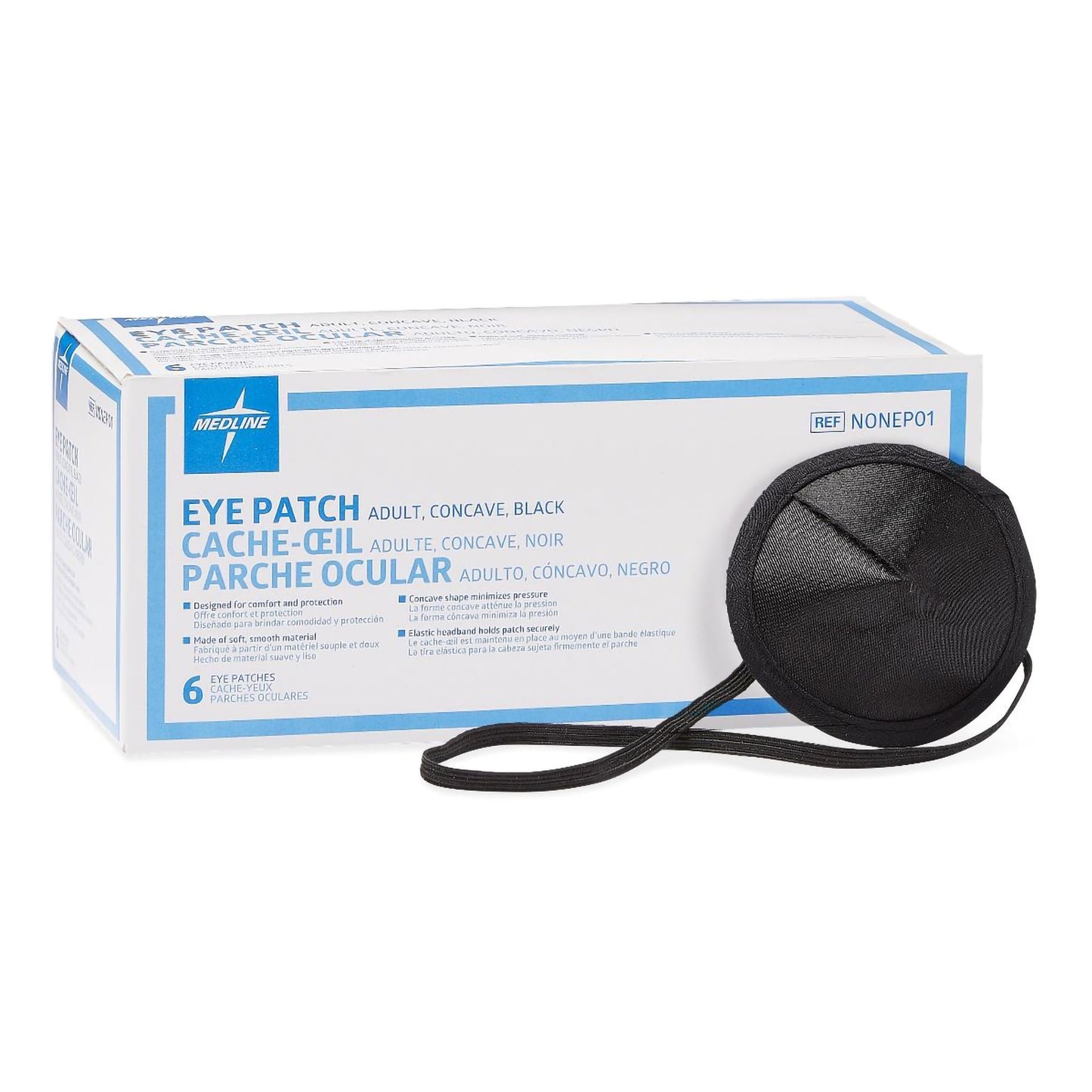 Medline Eye Patch with Elastic Band 2-3/4 x 2-3/4 Inch Black Fabric