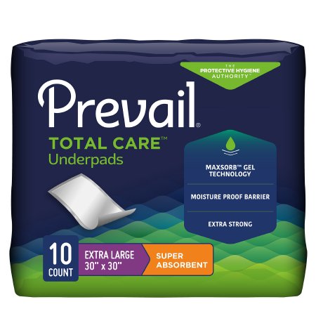 Disposable Underpad Prevail Total Care 30 X 30 Inch Polyester Heavy Absorbency