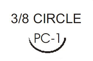 Nonabsorbable Suture with Needle Ethilon Nylon PC-1 3/8 Circle Precision Conventional Cutting Needle Size