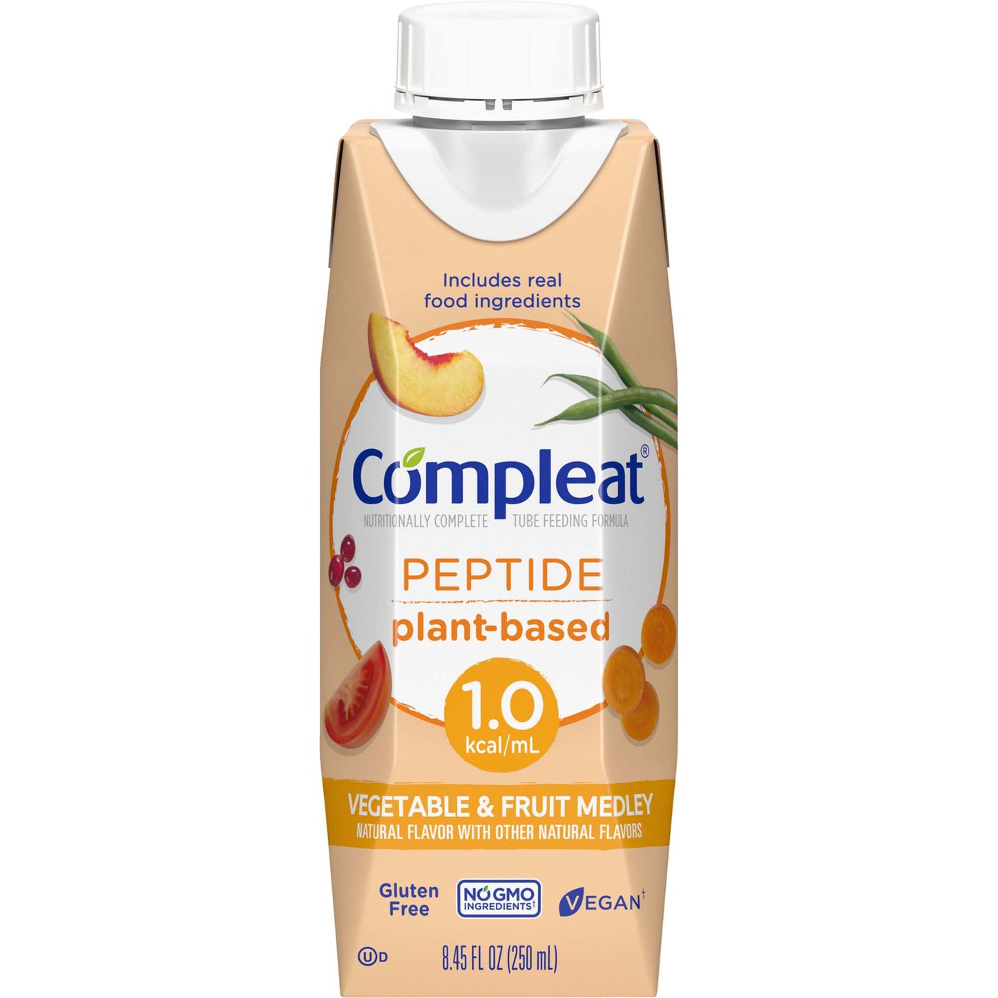 Compleat Peptide 1.0 Tube Feeding Formula Vegetable & Fruit Medley 250 mL Carton – Plant-Based Liquid Nutrition